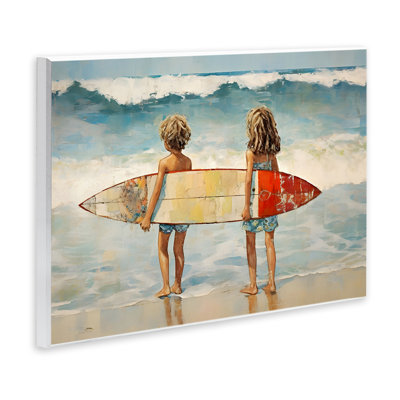 Art mural Kids with Surf Waves par Petal Prints Design
