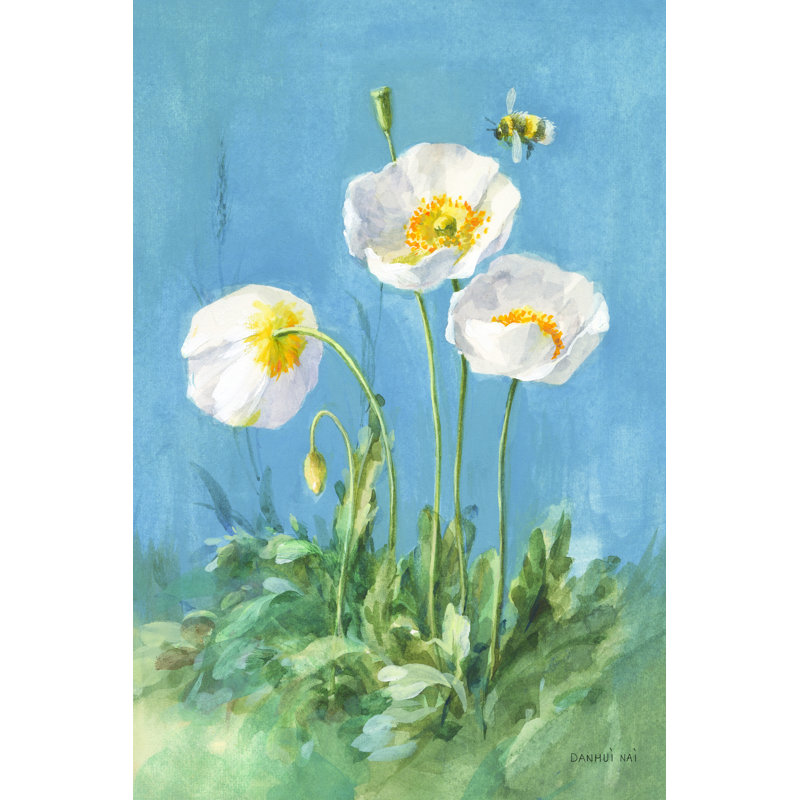 Coquelicots blancs II, H 30 po x l 20 po