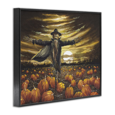 «Scarecrow in Pumpkin Field», art giclée par John Rossini