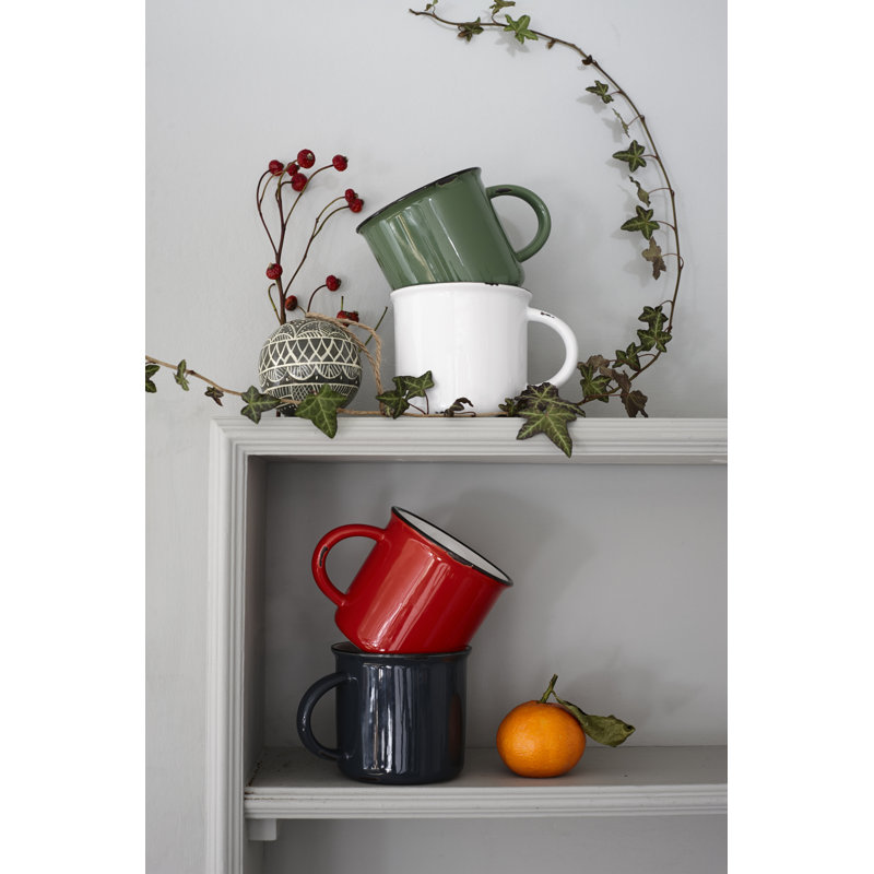 Tinware Stoneware Coffee Cup, Red