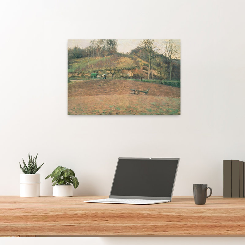 Ploughland, 1874 Impressionist Abstract Contemporary Horse Autumn Landscape Wall Art Print, 40.64cm H x 60.96cm W