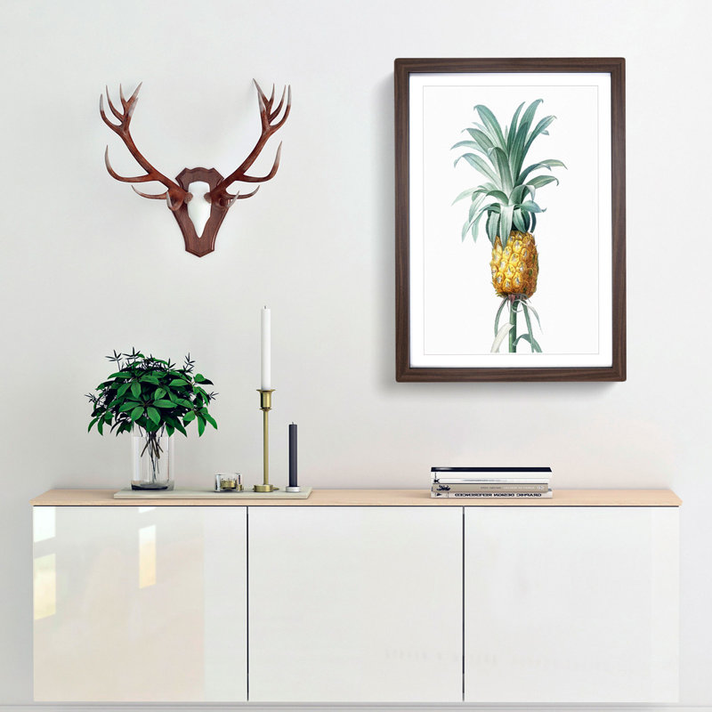Pineapple Fruit by Pierre-Joseph Redoute - Picture Frame Painting Print, Walnut Framed, 36cm H x 27cm W x 2cm D