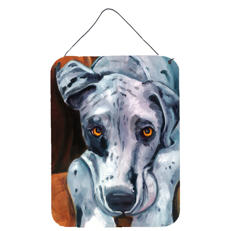 Traditional Landscape & Nature Wall Decor on Metal, Great Dane Waiting Patiently