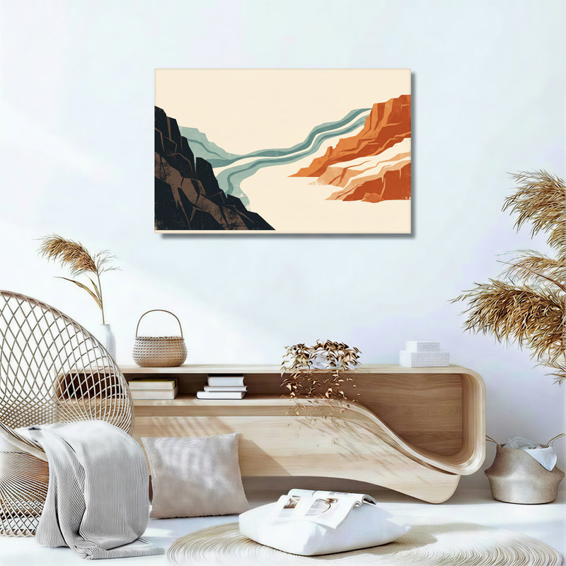 Impression sur toile, "Canyon River" avec vagues bleu sarcelle et falaises oranges, 12"H x 18"W