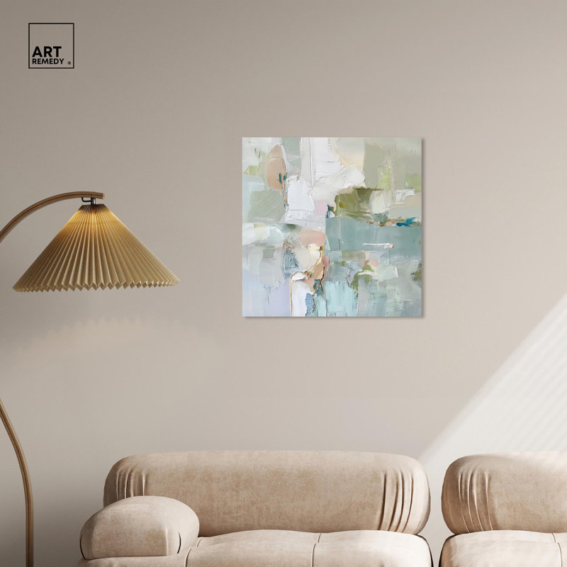 Jade Sweep I Canvas Minimal Abstracts by Art Remedy, Wrapped Canvas, 24" H x 24" W