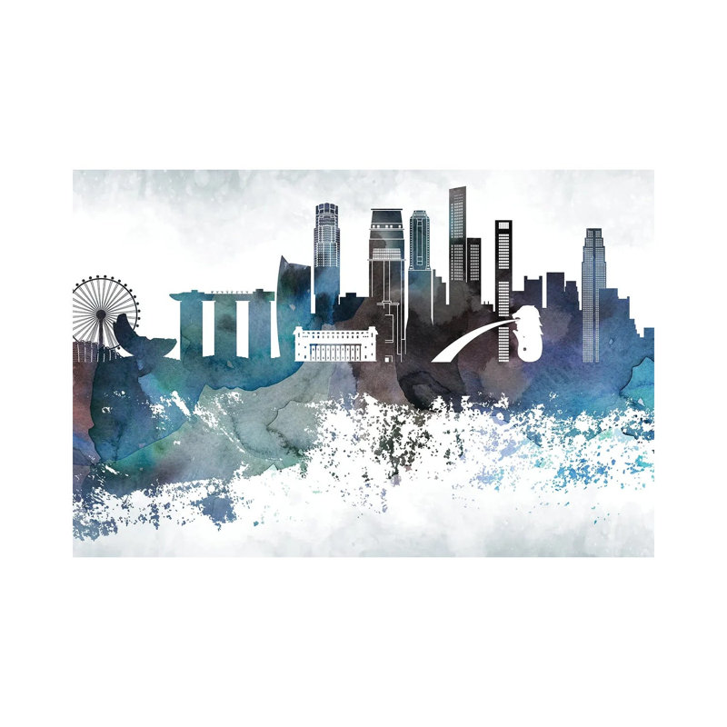Singapore Bluish Skylines - Wrapped Canvas Print, 66.04 cm H x 45.72 cm W