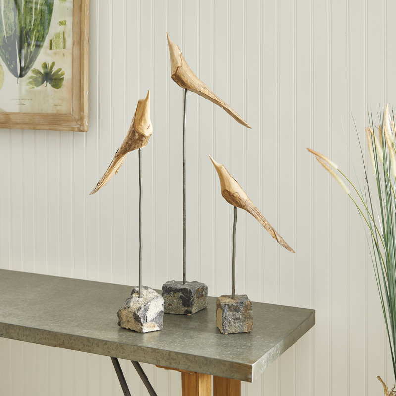 3 Piece Soma Loft Flock Statue Set, Natural
