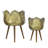 Set Of 2 Metal Planter With Wood Legs Stand/ L:D18.5X23.5" S:D15.7X20"