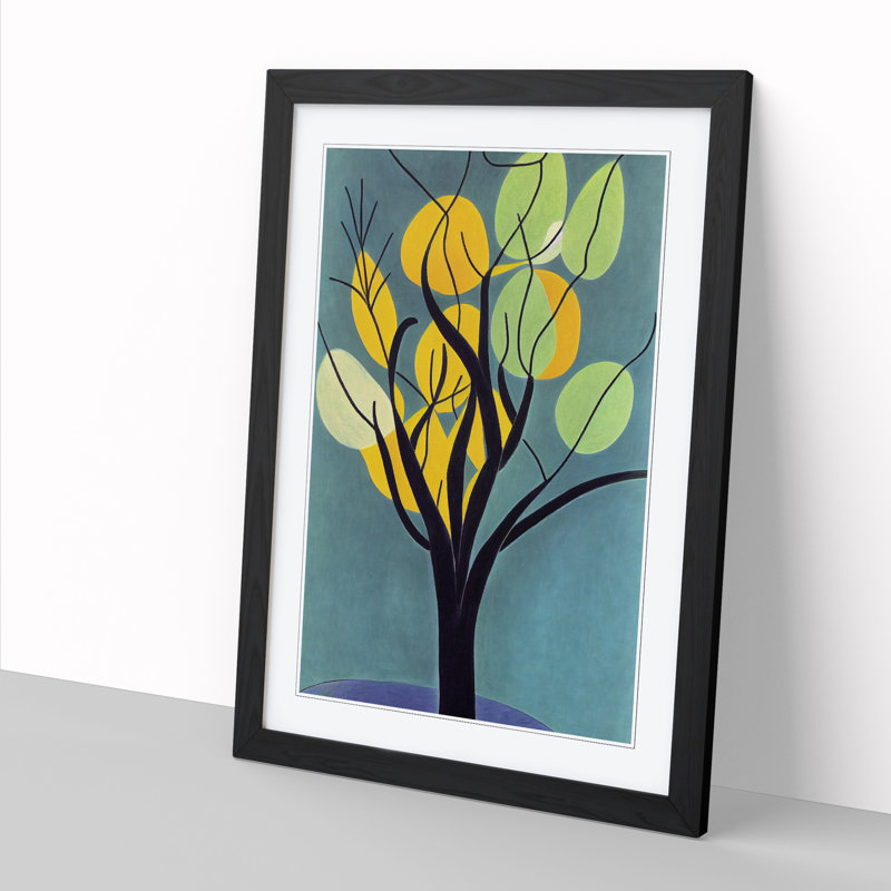 Pear Tree Abstract 1 Piece Single Picture Frame Wall Art, 34cm H x 25cm W x 2cm D, Oak