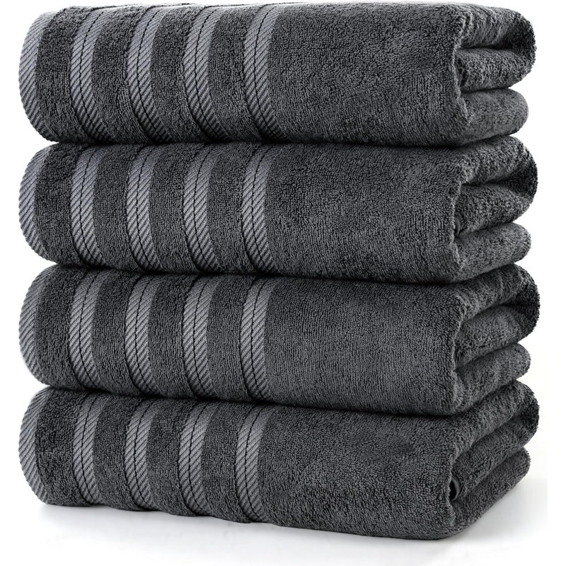 4 Pack Premium Extra Large Bath Towels Set, (30 X 60 Inches) 100% Ring Spun Cotton 500GSM, Lightweight And Highly Absorbent Quick Drying Towels, Perfect For Daily Use (Grey)