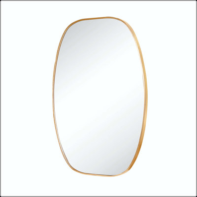 Oval Vanity Mirror with Gold Metal Frame (24x36)