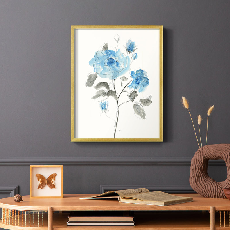 Reproduction encadrée «Sketchy Blue II» - bois massif, H 10 po x l 8 po