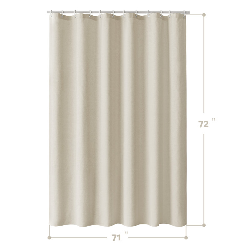 Linen Textured Shower Curtain and Hooks Set, Cream