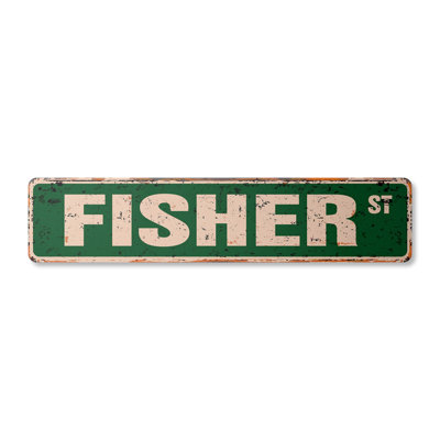 Fisher Street Sign Aluminum 7" X 30"