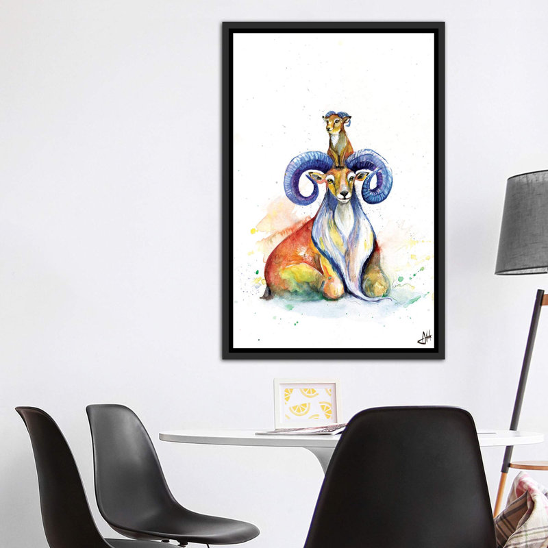 Décoration murale pour enfants Uncanny Urial, H 40 po x l 26 po x P 1,5 po, Toile avec cadre noir patiné