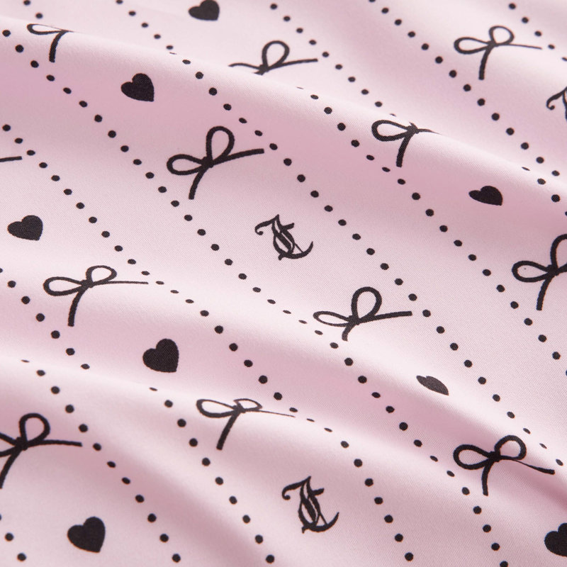 Juicy Couture Printed Microfiber Sheet Set, Queen, Dotted Bow Stripe