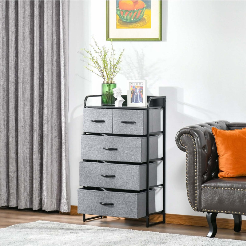 Vertical Metal Dresser with 5 Drawers
