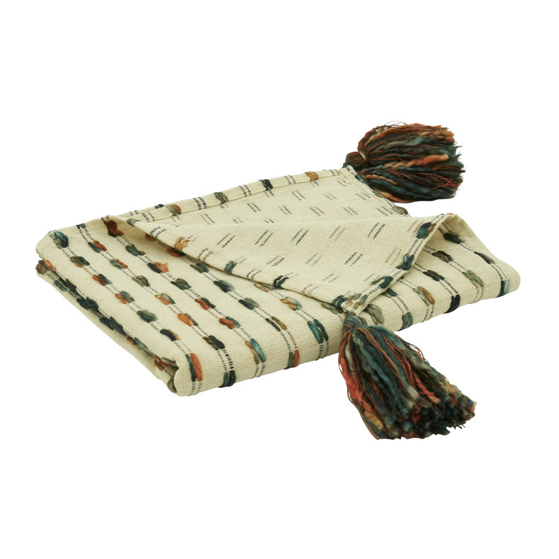 Cozy Striped Multicolor Woven Throw Blanket, 50"x60"