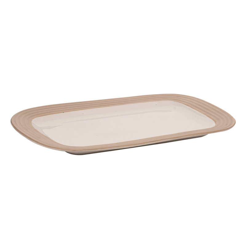 Céramique de 16,3 po Transpac Plateau rectangulaire blanc cassé