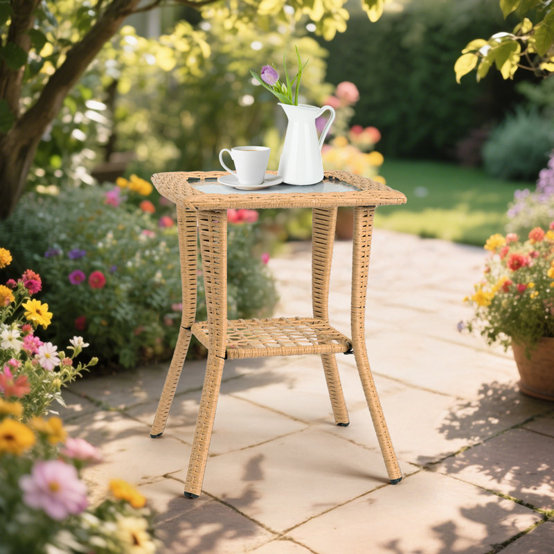Table d'appoint en osier Avanthi, Jaune