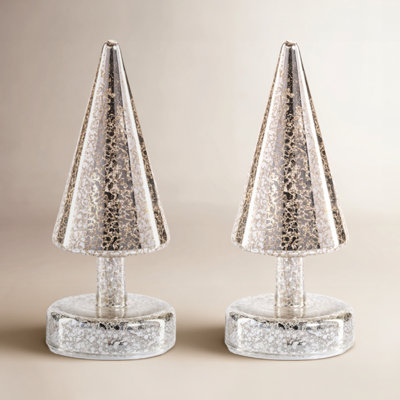 2-Piece Lighted Sparkle Cone Tree Set