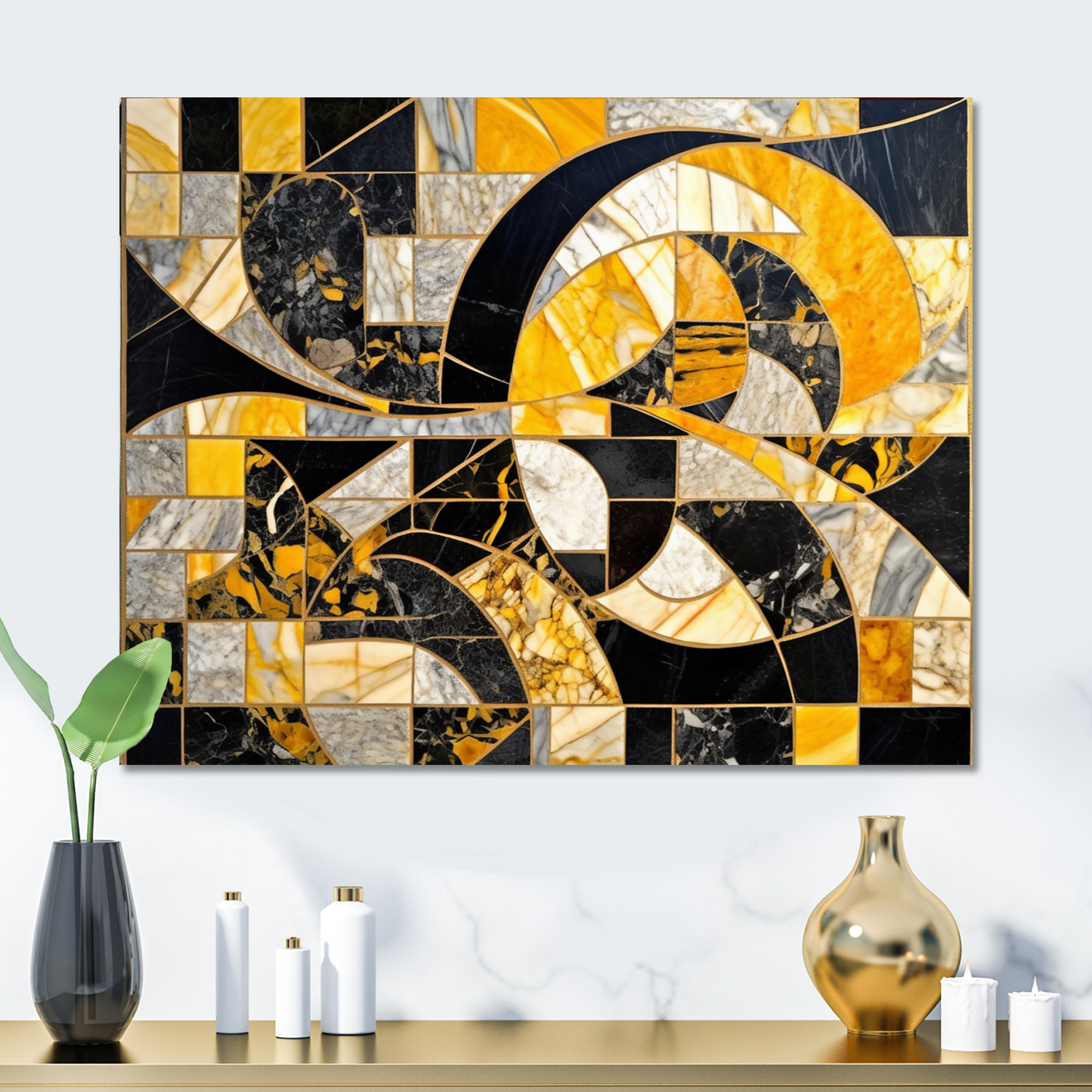 Orren Ellis Gold Black Gold and Black in Motion II - Abstract Shapes ...