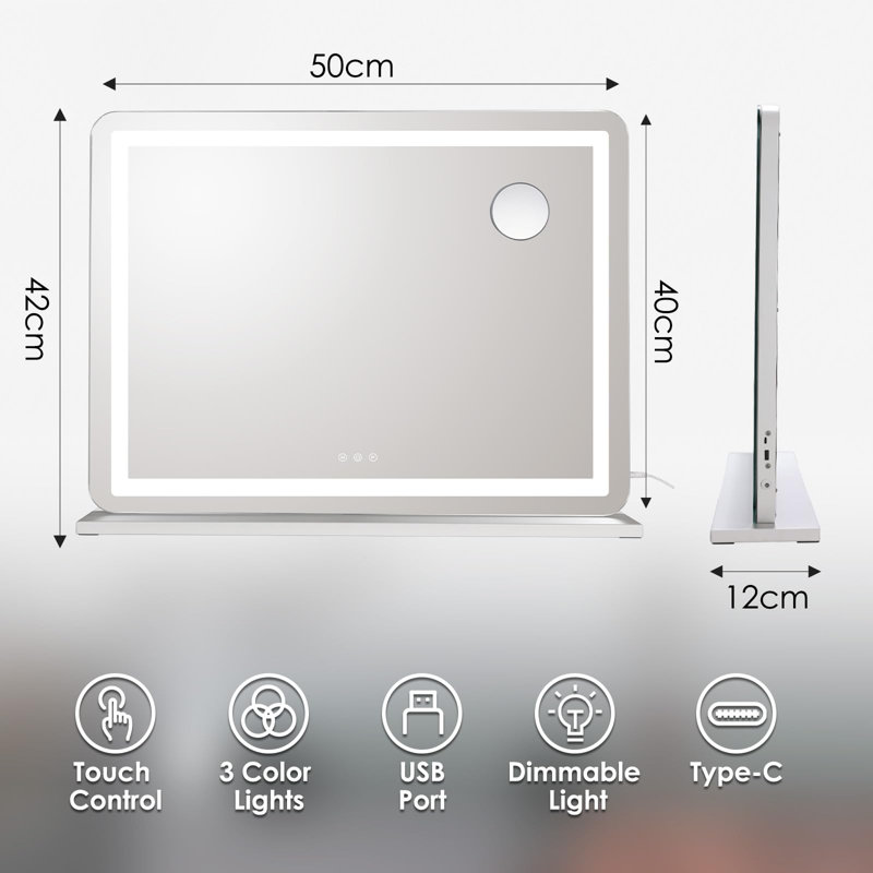 Metal Rectangle Mirror, 42 cm H x 50cm W