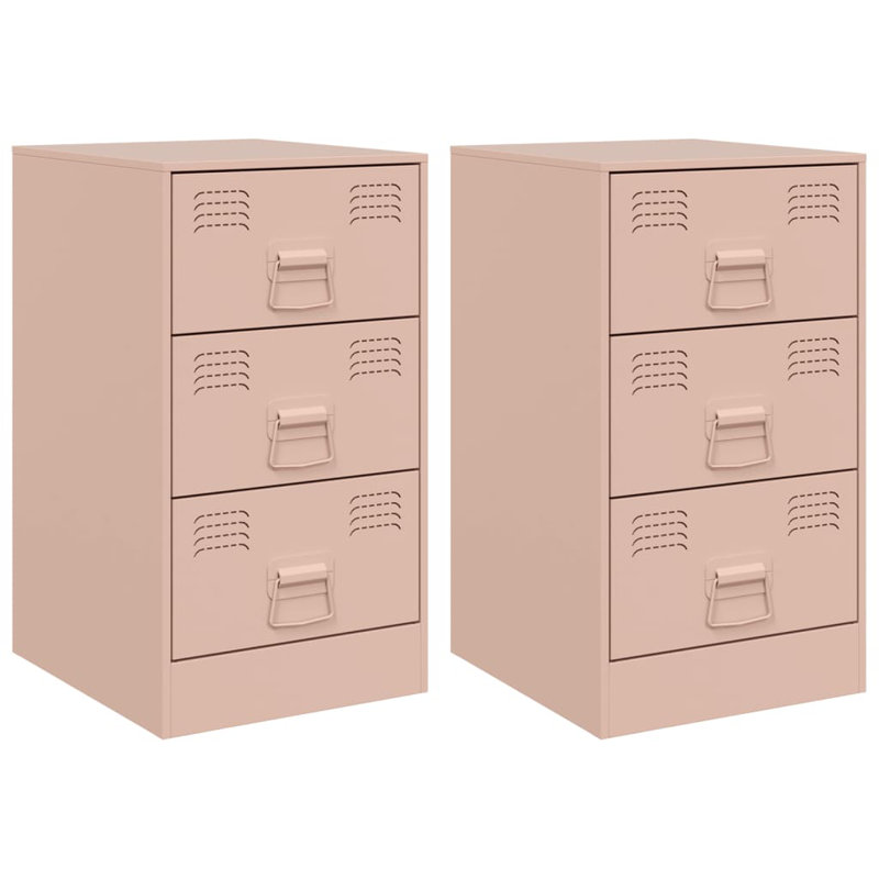 Raineri 34.5cm W Steel Bedside Table, Set of 2, Pink