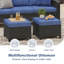 Un canapé trois places + deux chaises pivotantes + deux repose-pieds + une table d'appoint