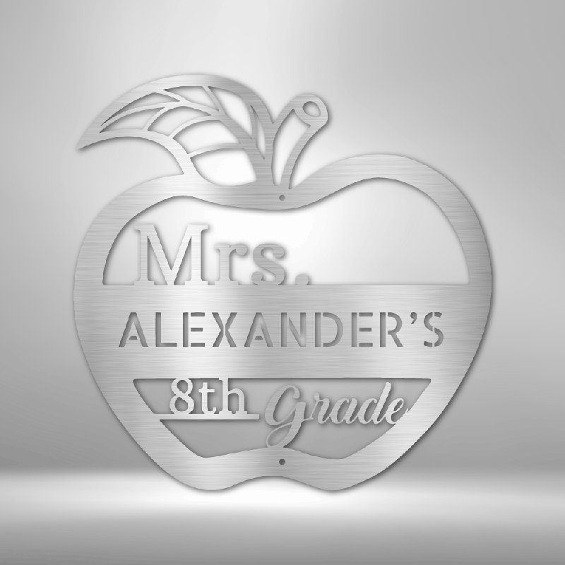 Monogramme personnalisé en acier avec monogramme, H 14,25 po x l 14,5 po x P 0,5 po, Oui, Argent argent