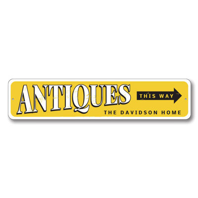 Antiques This Way Aluminum Sign