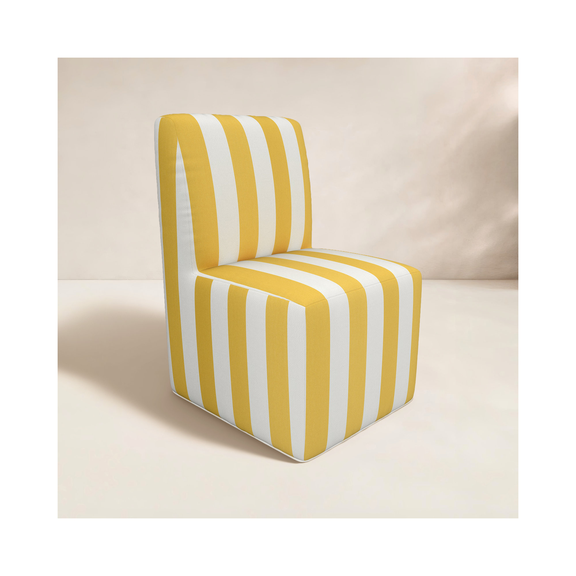 Eliana Sunbrella® Patio Dining Chair, Sail Away Sunflower with Cabana Stripe