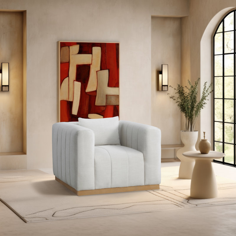 44,5 po de largeur, Tissu crème texturé en lin