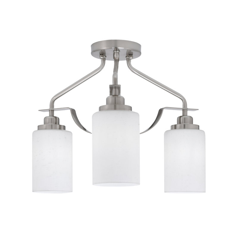 Odyssey 3 Light Semi-Flush Shown In Brushed Nickel Finish With 4" White Muslin Glass
