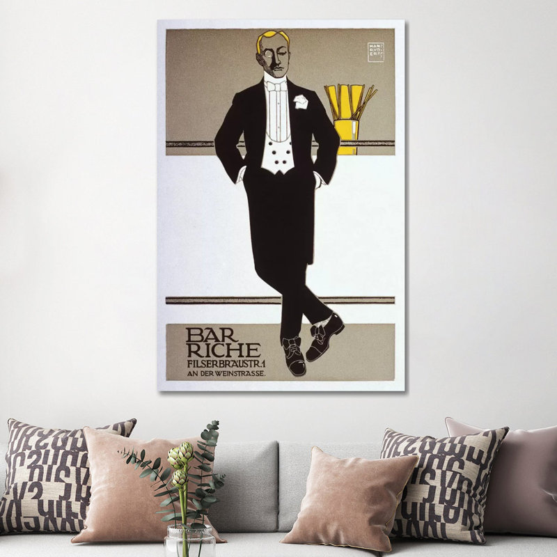 Bar Riche Vintage Poster by Hans Rudi Erdt - Wrapped Canvas Print, 152.5 cm H x 101.5 cm W