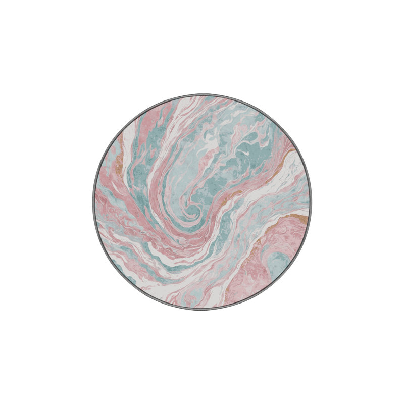 Machine Washable Gray Area Rug, Round 8'