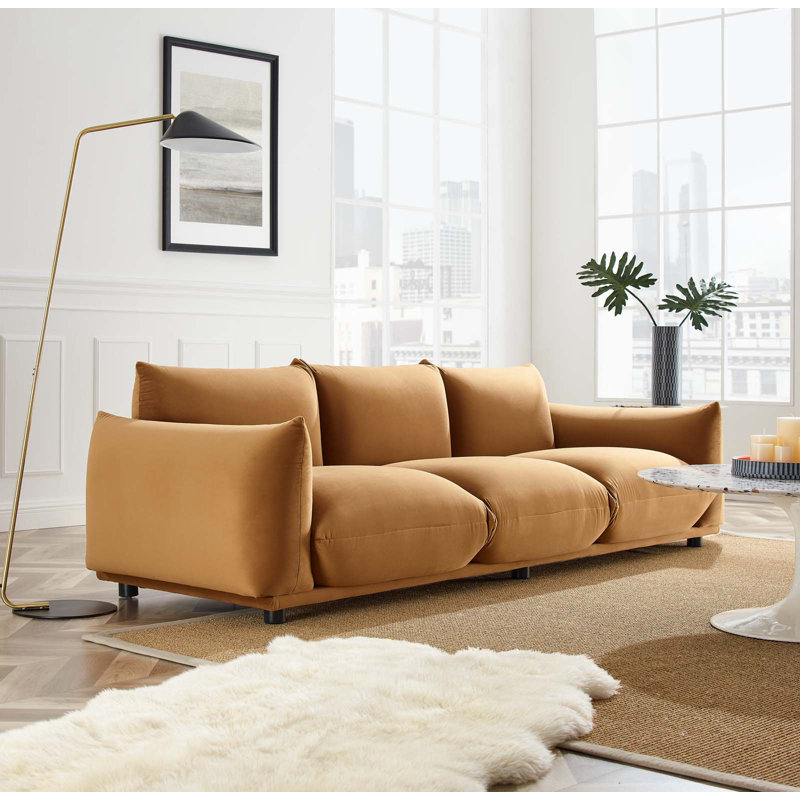 Canapé en velours Copious Performance, Polyester cognac