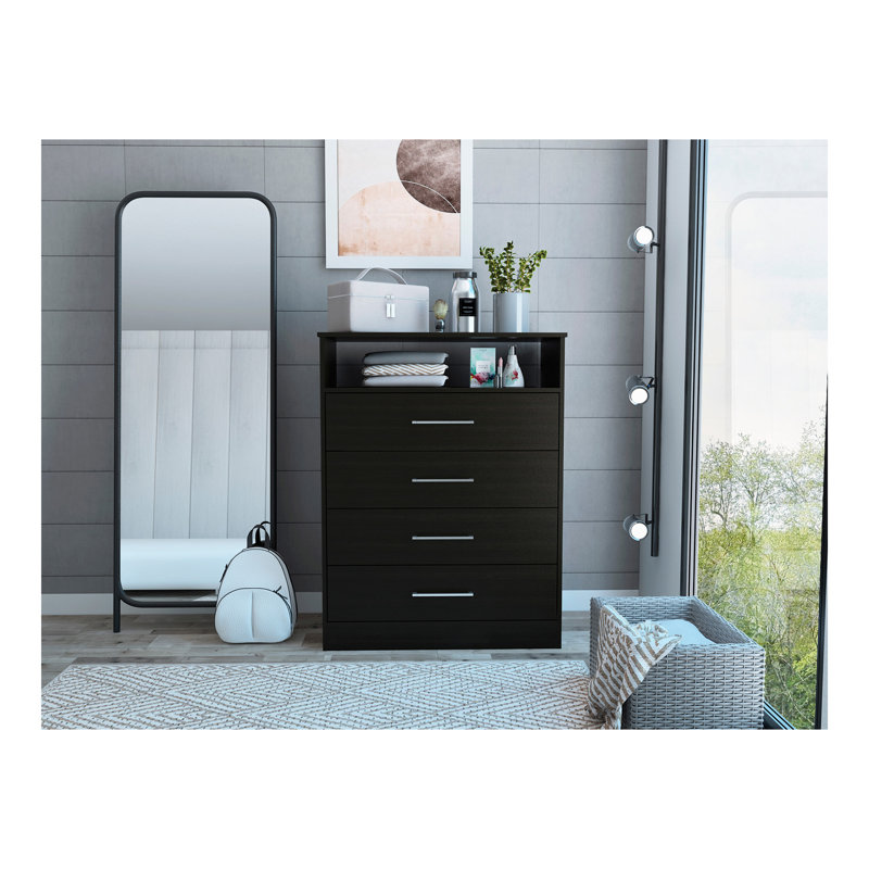 Commode 4 tiroirs Cassville Wengue noir
