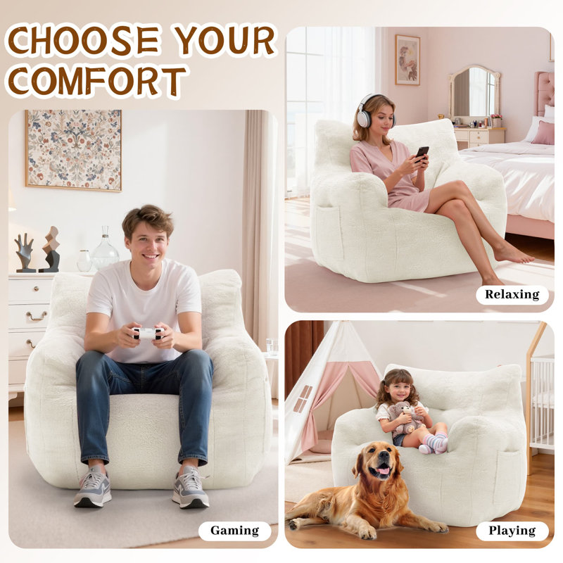 Bean Bag Chair, Foam Filled Bean Bag Chairs For Adults, Lazy Sofa Couch Chairs For Living Rooms, Bedrooms, Apartment