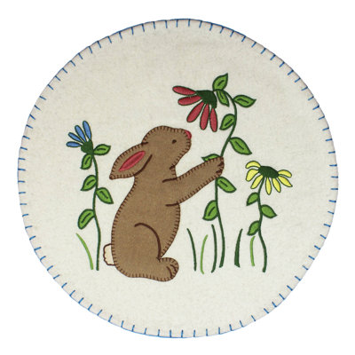 Tapis de bougie lapin et fleurs
