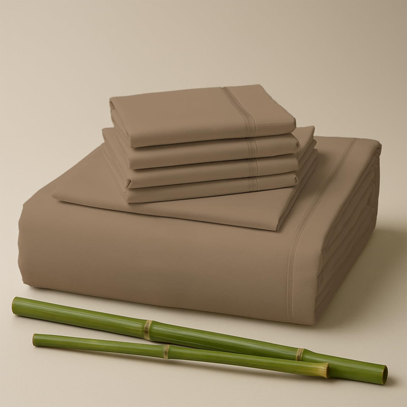 Premium Rayon From Bamboo Blend Sheet Set With Deep Pockets, Cooling and Breathable, Queen Sheet Set with 4 Pillowcases