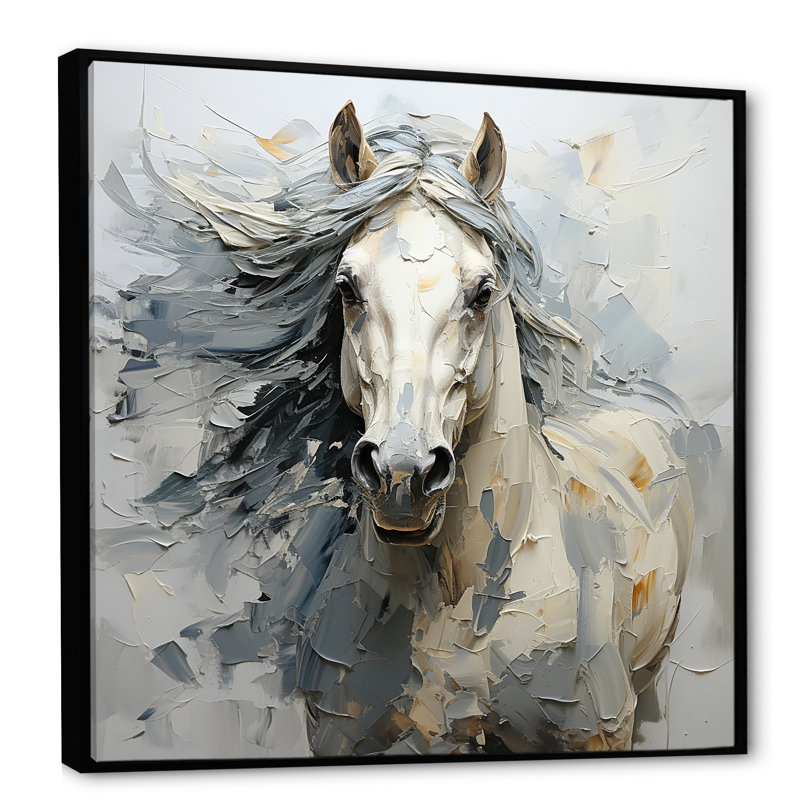 Fantaisie, cheval féminin I - impression sur toile, H 30 po x l 30 po x P 1 po, Cadre flottant noir