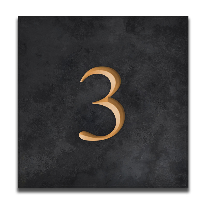 Velia 17.78cm H Stone House Number, 3, Gold