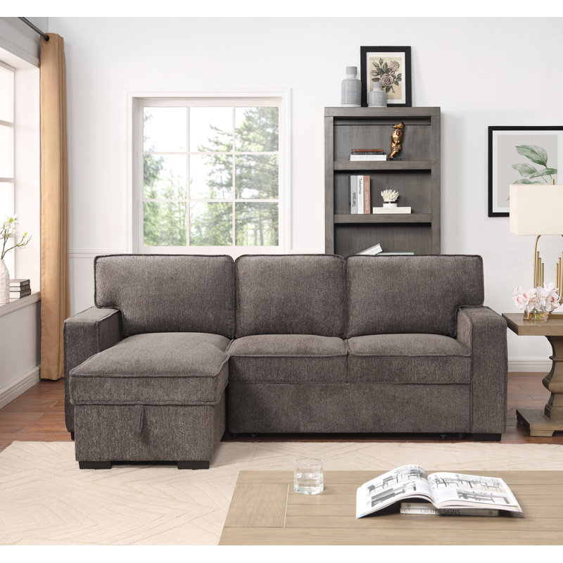 Upholstered Sectional Left Hand Facing, Brown Chenille