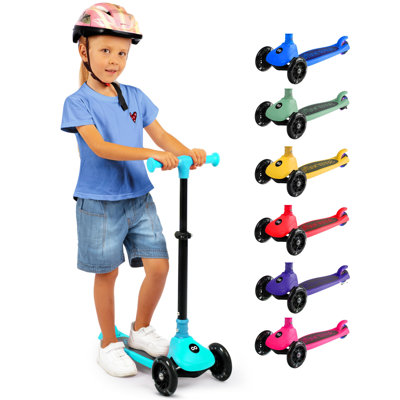 Serenelife 3 Wheel Scooter For Toddlers & Kids, Foldable Seat, LED Wheels, Adjustable Handlebar, Anti-Slip Deck, Rear Foot Brake, Lean-To-Steer, Kid Scooter Ages 18M–7Y, Supports Up To 110 Lbs