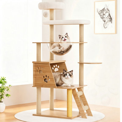 Multi-Level Cat Tree Condo with Clear Capsule Perch, Sisal Scratching Posts and Ladder