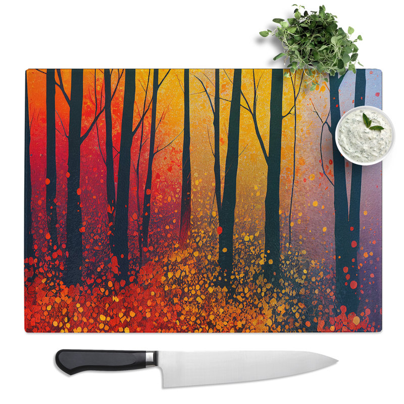 Colourful Autumn Forest Vol.5 Abstract  Glass Chopping Board