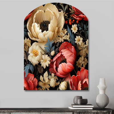 Koury - Asymmetrical Floral Metal Wall Art, Arch Metal Wall Sculpture Print
