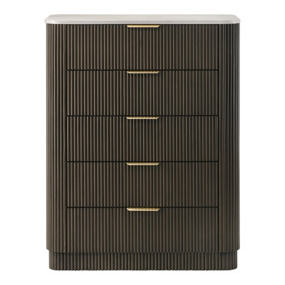 Valarie 5-Drawer Chest With Faux Marble Top