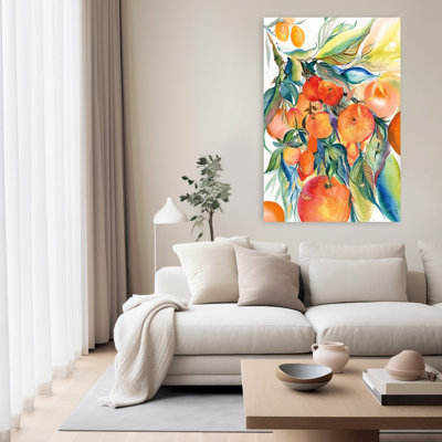 Orange Grove Abstract Contemporary Tree Landscape Wall Art Print